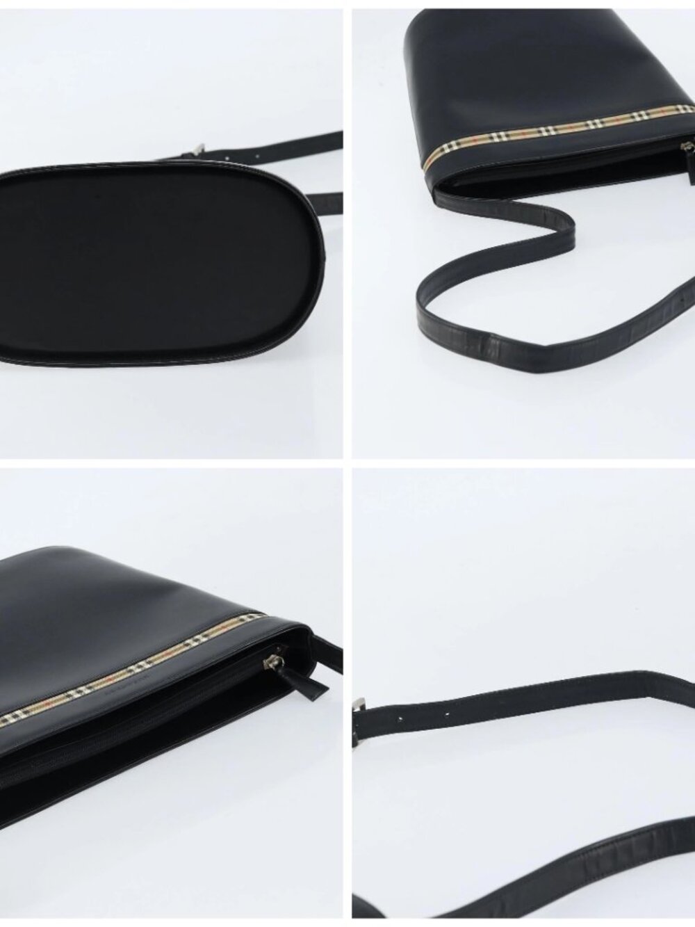 BURBERRY Nova Check Shoulder Bag Leather Black Silver Auth ep13572 - Picture 13 of 15